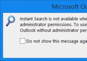 Outlook  빠른 검색을 사용할 수 없습니다  오류, 관리자 권한 문제 해결 방법