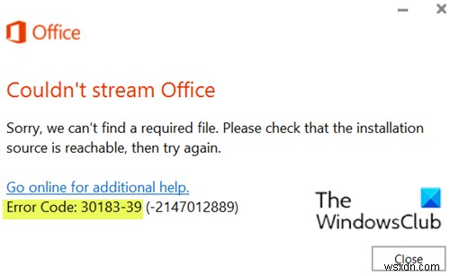 Windows 10에서 Microsoft Office 오류 코드 30029-4, 30029-1011, 30094-1011, 30183-39, 30088-4 수정 