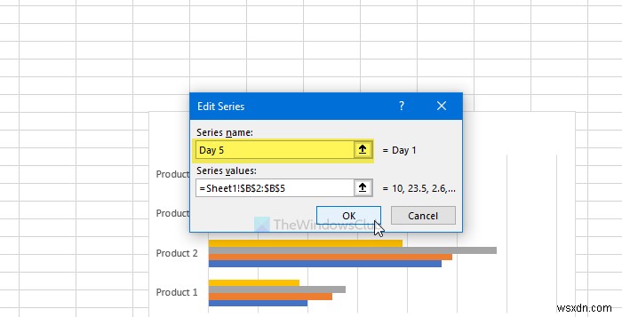 Microsoft Excel 그래프 또는 차트에서 데이터 계열 이름을 변경하는 방법 