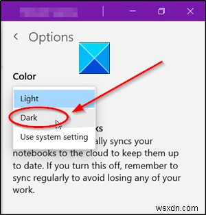 OneNote 또는 Outlook에서 다크 모드를 활성화하는 방법 