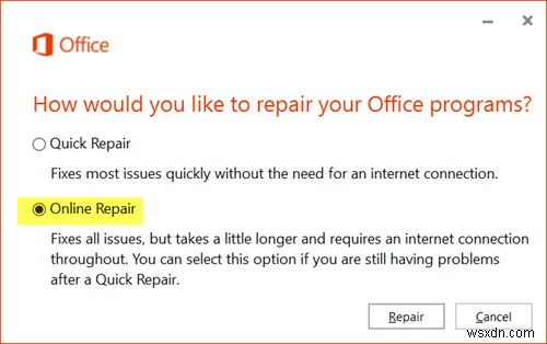 Office를 복구하고 개별 Microsoft Office 프로그램을 제거하는 방법 