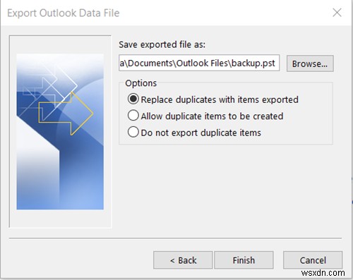 Outlook 이메일 폴더를 Windows 10 데스크톱에 백업하는 방법 