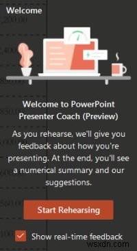 Microsoft PowerPoint Online에서 발표자 코치를 사용하는 방법 