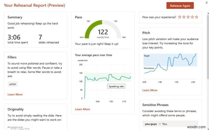 Microsoft PowerPoint Online에서 발표자 코치를 사용하는 방법 