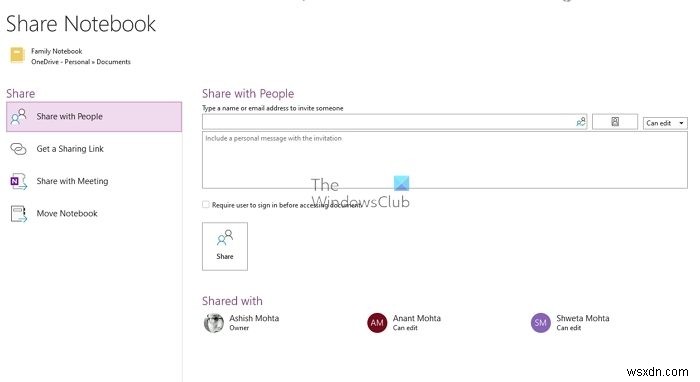 OneNote 전자 필기장을 온라인으로 공유하는 방법 