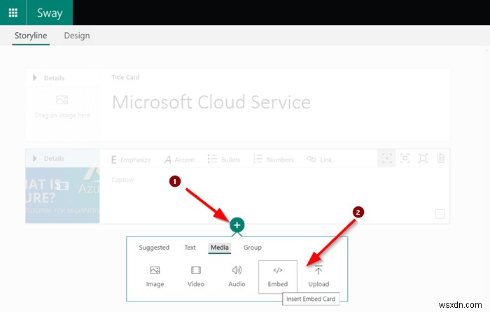 Microsoft Sway에 콘텐츠를 포함하는 방법