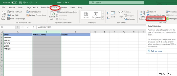 Microsoft Excel에서 셀에 데이터 유효성 검사를 적용하는 방법 