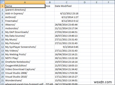 폴더의 파일 목록을 Excel로 가져오는 방법 