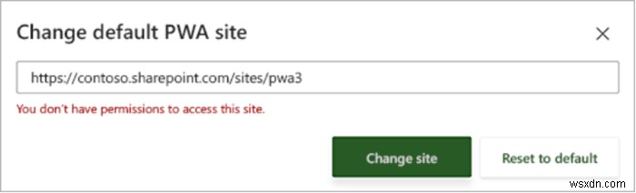 Project Home의 기본 PWA 사이트를 변경하는 방법 