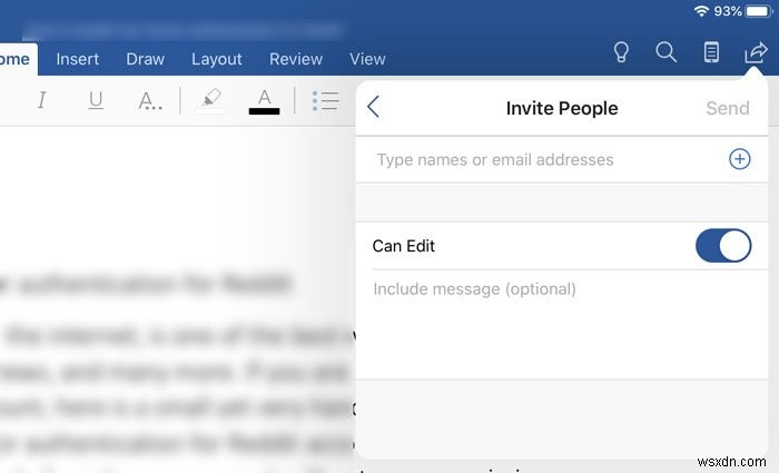 iPad에서 Word 문서를 편집하도록 누군가를 초대하는 방법 