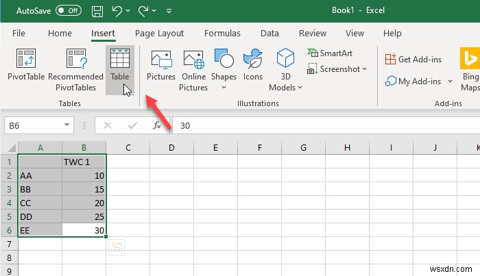 Excel 스프레드시트에 다이내믹 차트를 삽입하는 방법 