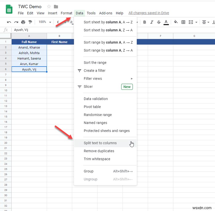 Excel 및 Google 스프레드시트에서 텍스트를 열로 분할하는 방법 