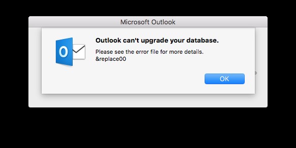 Outlook이 macOS에서 데이터베이스를 업그레이드할 수 없습니다