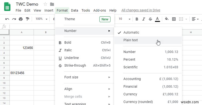 Excel 및 Google 스프레드시트에서 숫자 앞에 0을 추가하는 방법 