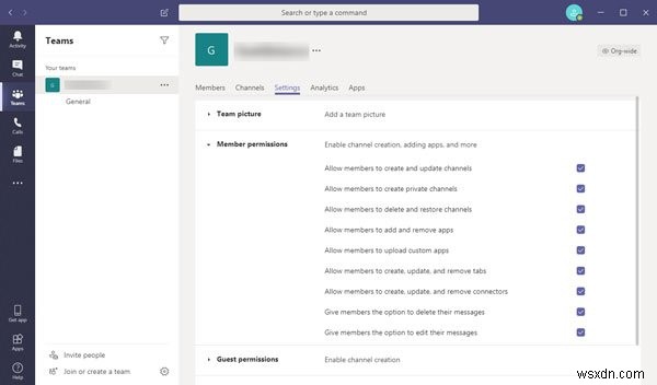 Microsoft Teams 역할, 권한 및 기능 설명