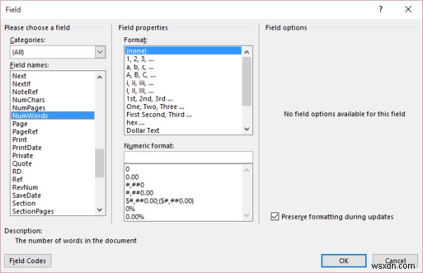 Microsoft Word 문서에 단어 수를 삽입하는 방법 