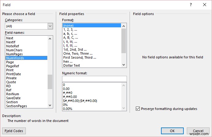 Microsoft Word 문서에 단어 수를 삽입하는 방법 