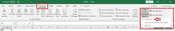 Microsoft Excel 수식이 자동으로 업데이트되지 않음