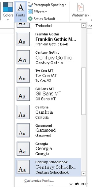 사용자 정의, 테마 색상 변경, Microsoft Office의 기본 글꼴