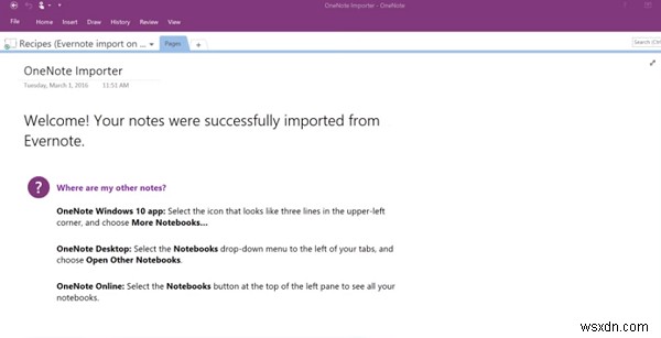 OneNote 가져오기 도구를 사용하여 EverNote에서 OneNote로 노트 마이그레이션 