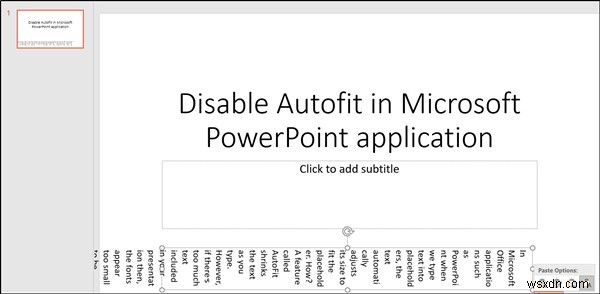 PowerPoint에서 자동 텍스트 크기 조정 기능을 끄는 방법