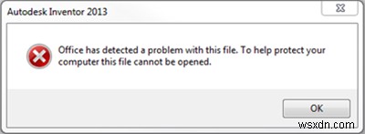 Microsoft Office에서 이 파일의 문제를 감지했습니다. 