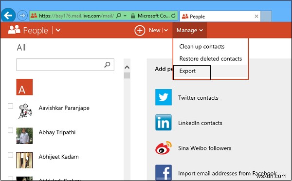 Windows People 앱에서 Outlook으로 연락처를 마이그레이션하는 방법 