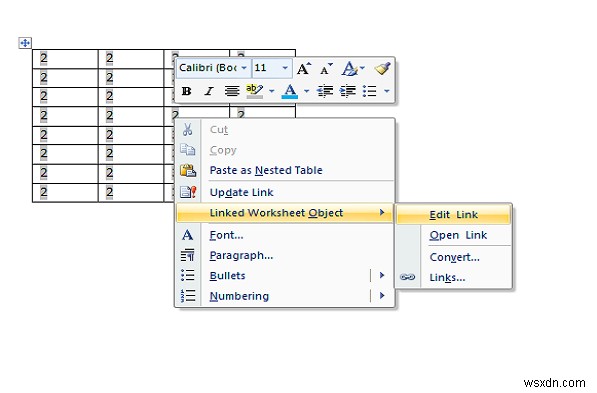 Word 문서에 Excel 스프레드시트를 삽입하는 방법 