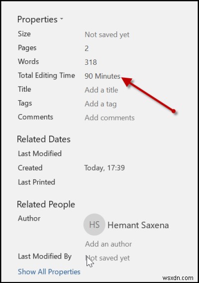 Microsoft Word 문서에 소요된 총 편집 시간을 추적하는 방법