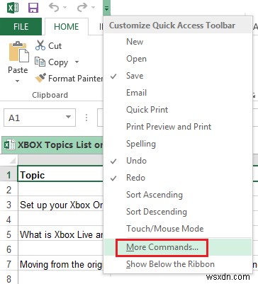 Excel에서 빠른 실행 도구 모음을 사용자 지정하여 작업할 수 있도록 합니다. 