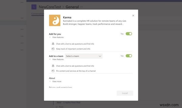 Karmabot 및 Microsoft Teams에 추가하는 방법