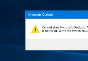 Microsoft Outlook을 시작할 수 없습니다. 명령줄 인수가 잘못되었습니다. 