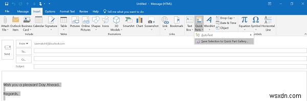 빠른 파트를 사용하여 Microsoft Word에서 Outlook으로 텍스트를 붙여넣는 방법 