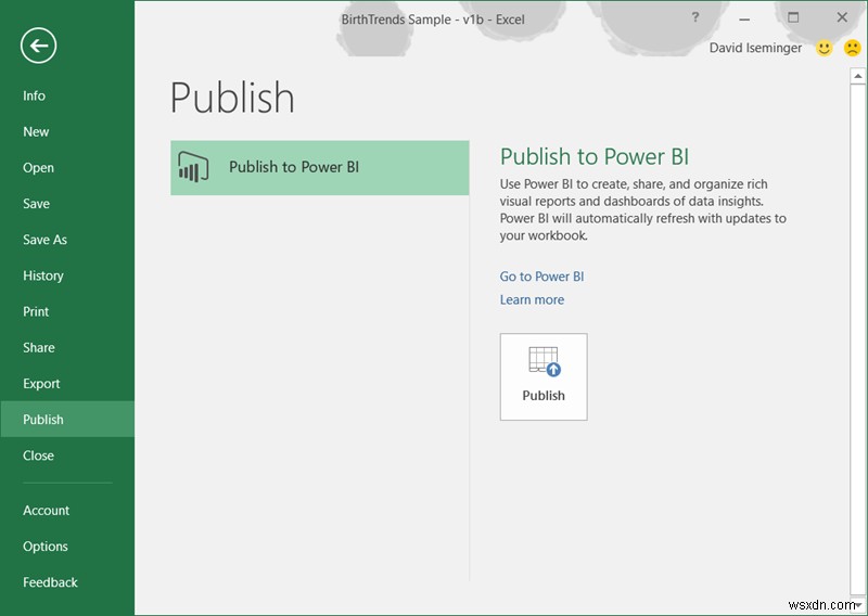 Excel용 Power BI Publisher와 Excel Insights를 공유하는 방법 