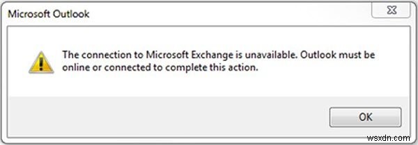 Outlook을 시작할 때 Microsoft Exchange에 연결할 수 없습니다. 