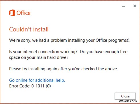 Office에서 오류 코드 0-1011, 30088-1015, 30183-1011 또는 0-1005를 설치할 수 없습니다.