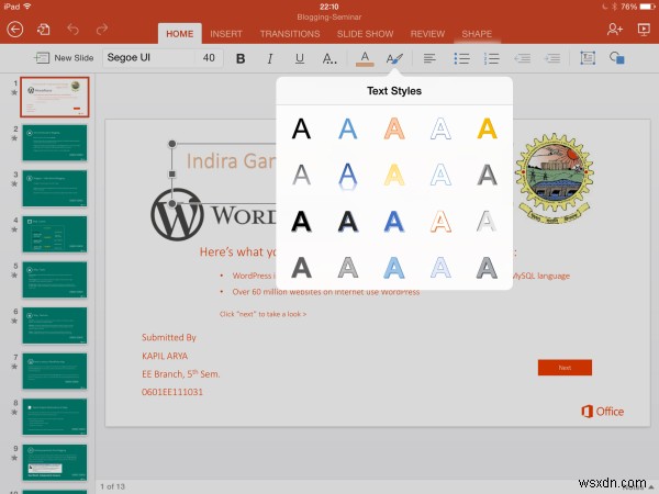 iPad용 Microsoft Office 검토