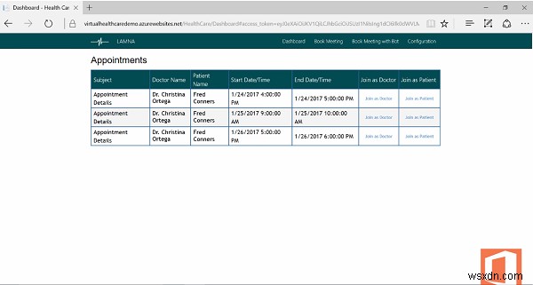 비즈니스용 Skype에서 Office 365 가상 건강 템플릿 사용