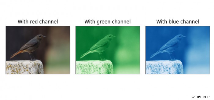 다른 채널을 사용하여 Matplotlib의 이미지를 다른 색상으로 표시하는 방법은 무엇입니까? 