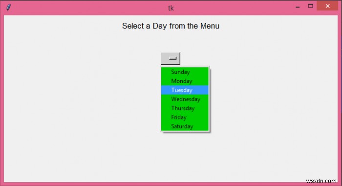 Tkinter의 OptionMenu 위젯의 메뉴 배경색을 변경하는 방법은 무엇입니까? 
