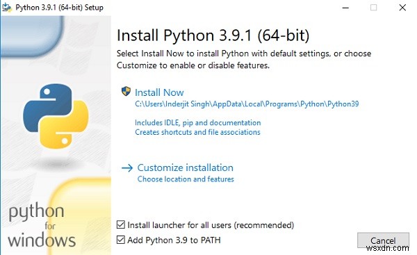 Windows에 Python을 설치하는 방법은 무엇입니까? 