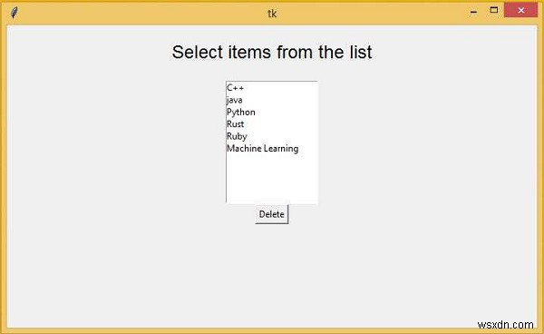 Tkinter의 목록 상자에서 선택한 여러 항목을 제거하는 방법은 무엇입니까? 