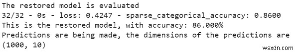 Python을 사용하여 복원된 모델을 평가하는 데 Keras를 어떻게 사용할 수 있습니까? 