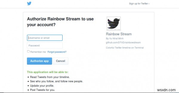 Rainbow Stream – Linux용 고급 명령줄 Twitter 클라이언트 