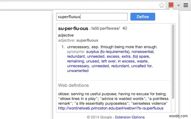 Chrome에서 단어 의미를 즉시 찾는 방법 
