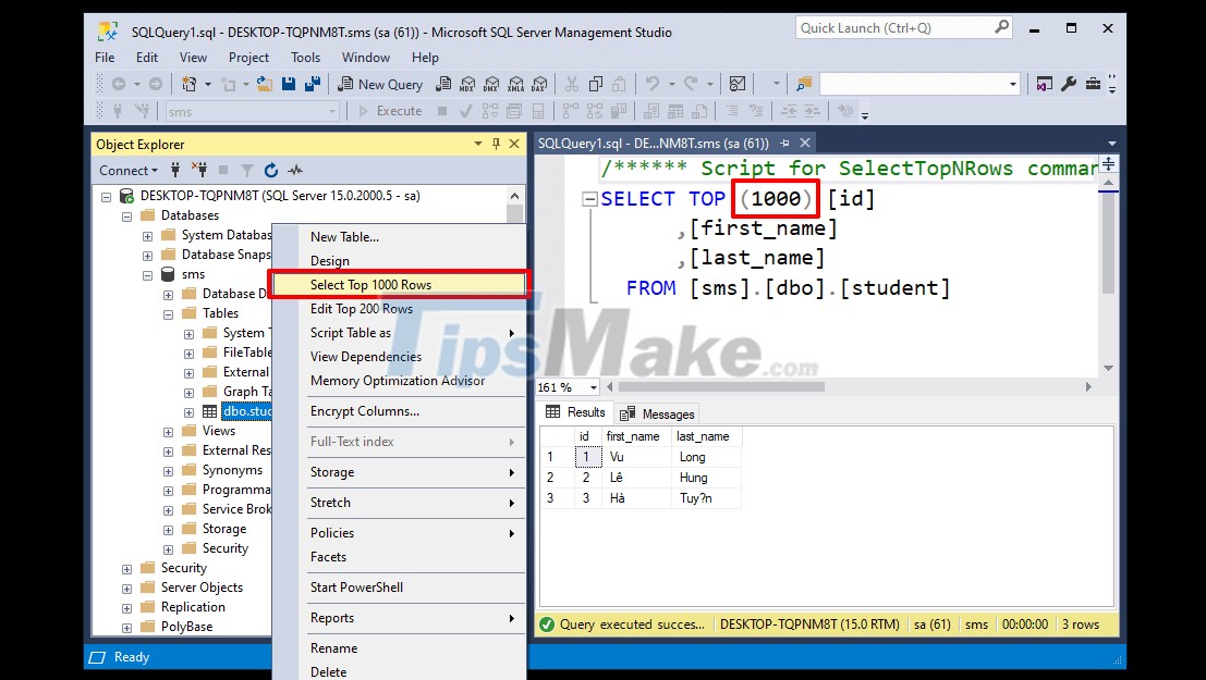 Microsoft SQL Server의 데이터베이스 기본 작업