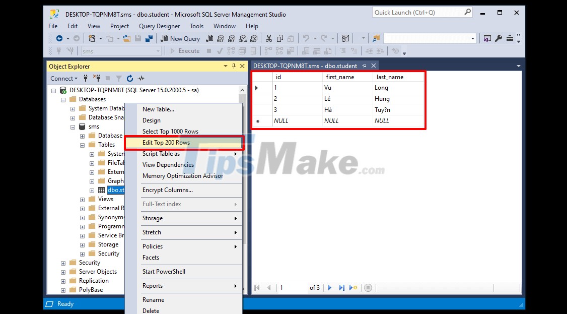 Microsoft SQL Server의 데이터베이스 기본 작업