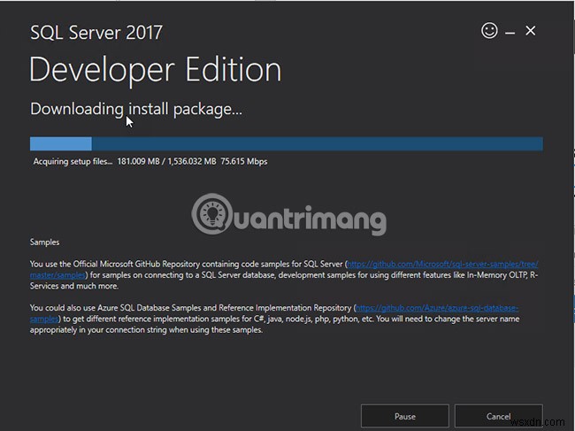 SQL Server 2017을 단계별로 설치하기 위한 지침 