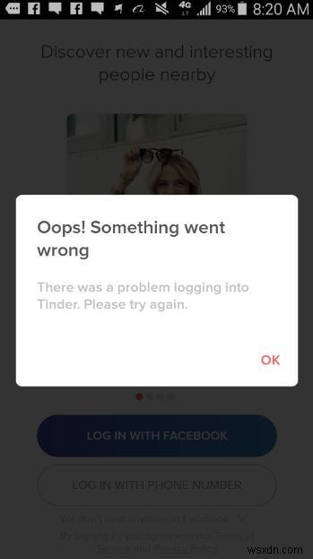 Tinder가 Android에서 로그인할 수 없는 문제를 해결하는 방법