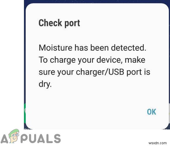 수정:Galaxy S8에서  Moisture Detected  메시지가 사라지지 않음